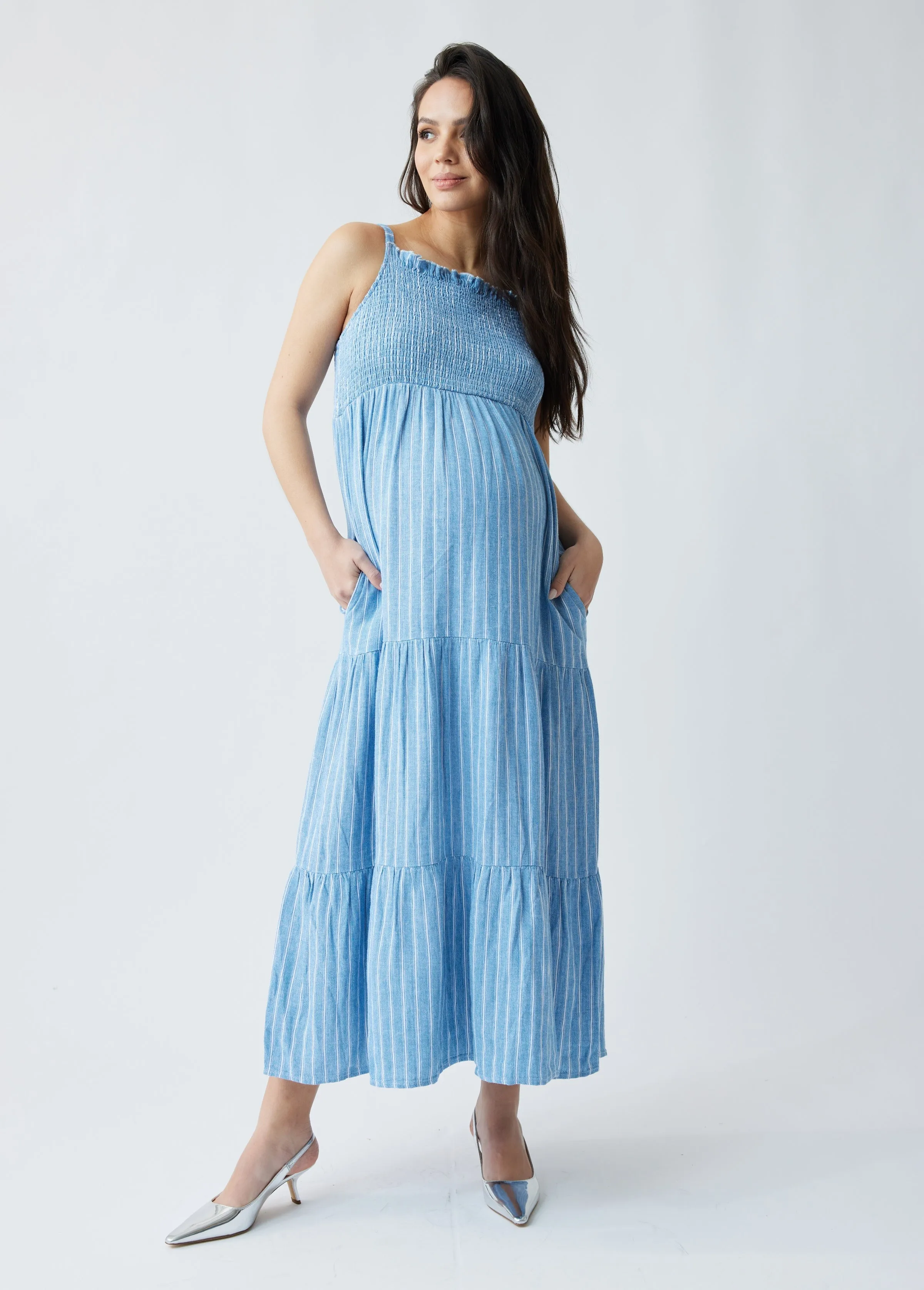 Smocked Maternity Maxi Dress