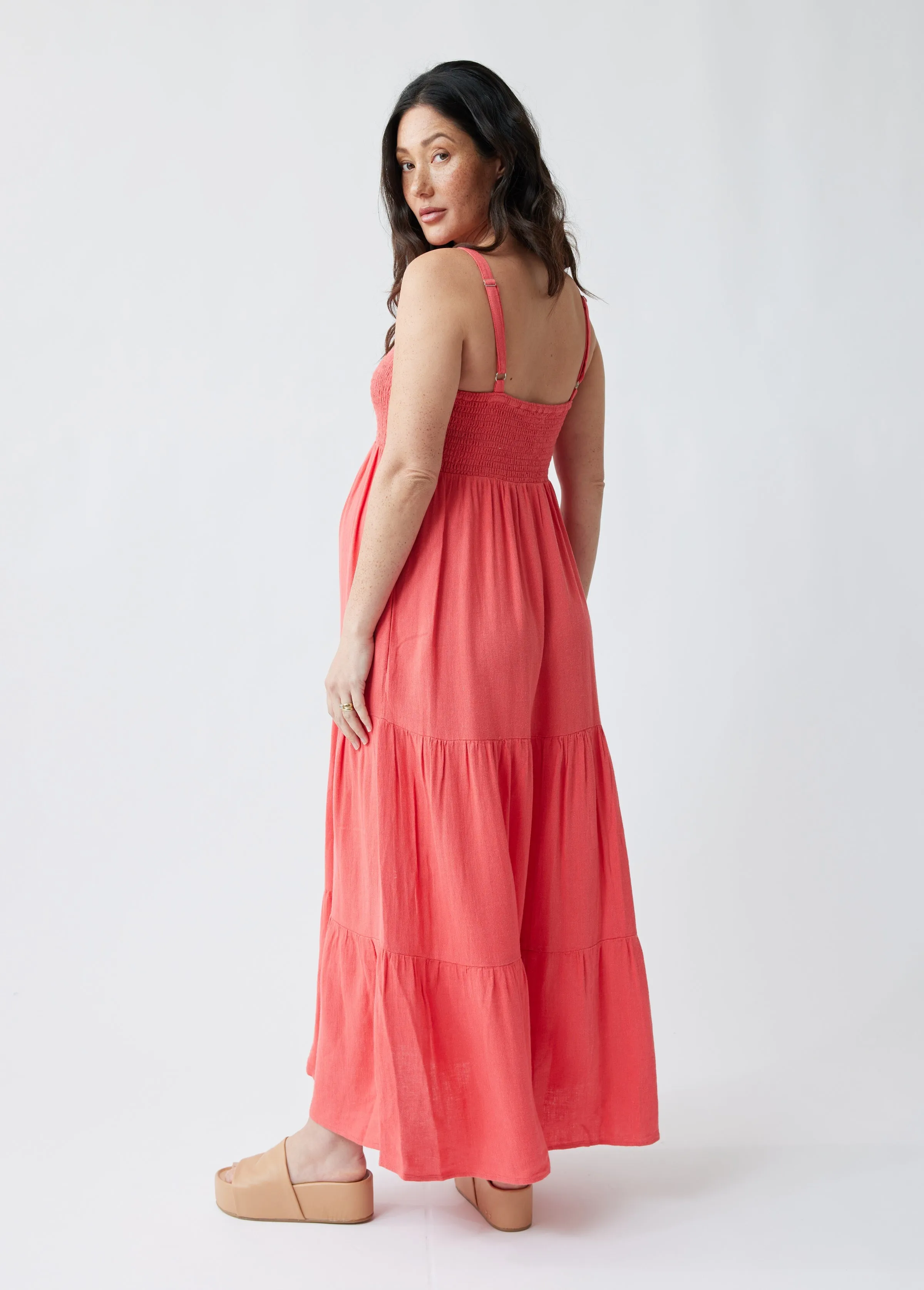 Smocked Maternity Maxi Dress