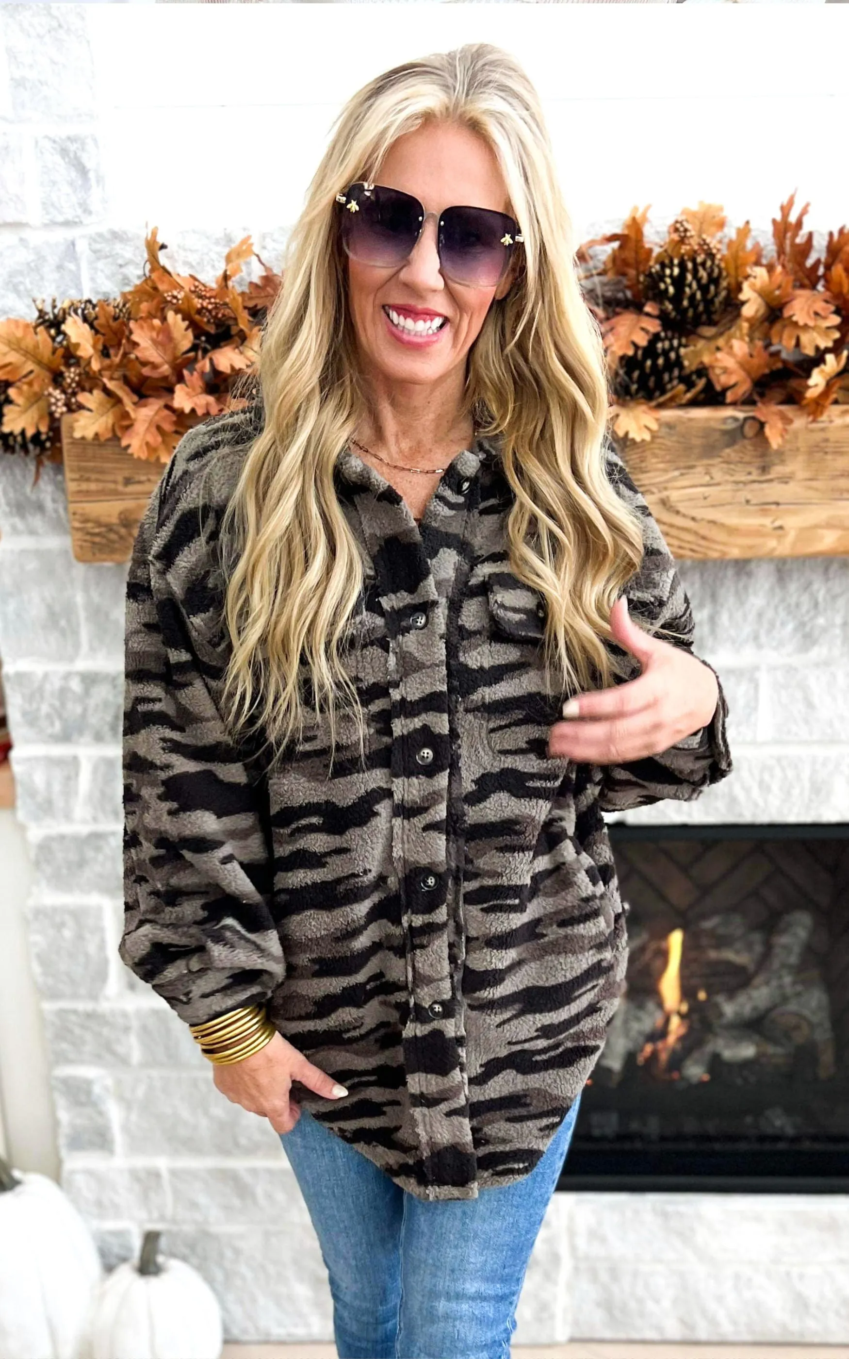 Staying Undercover Camouflage Fleece Shacket