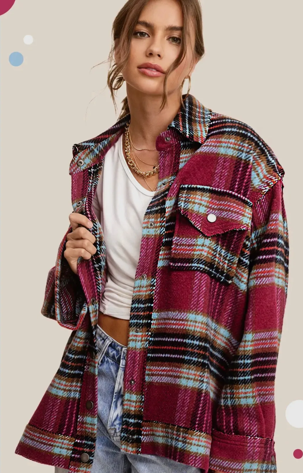 Sugar Plum & Gum Drops Plaid Shacket