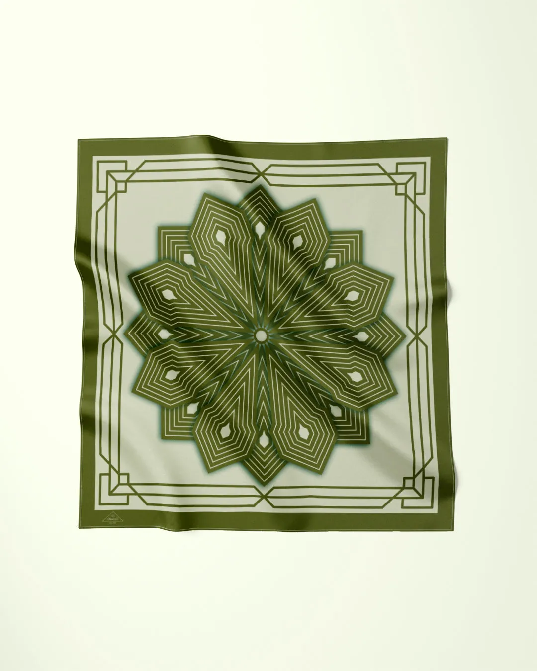 SUMATRA Mandala Designer 100% Silk Scarf in SAGE OLIVE Green