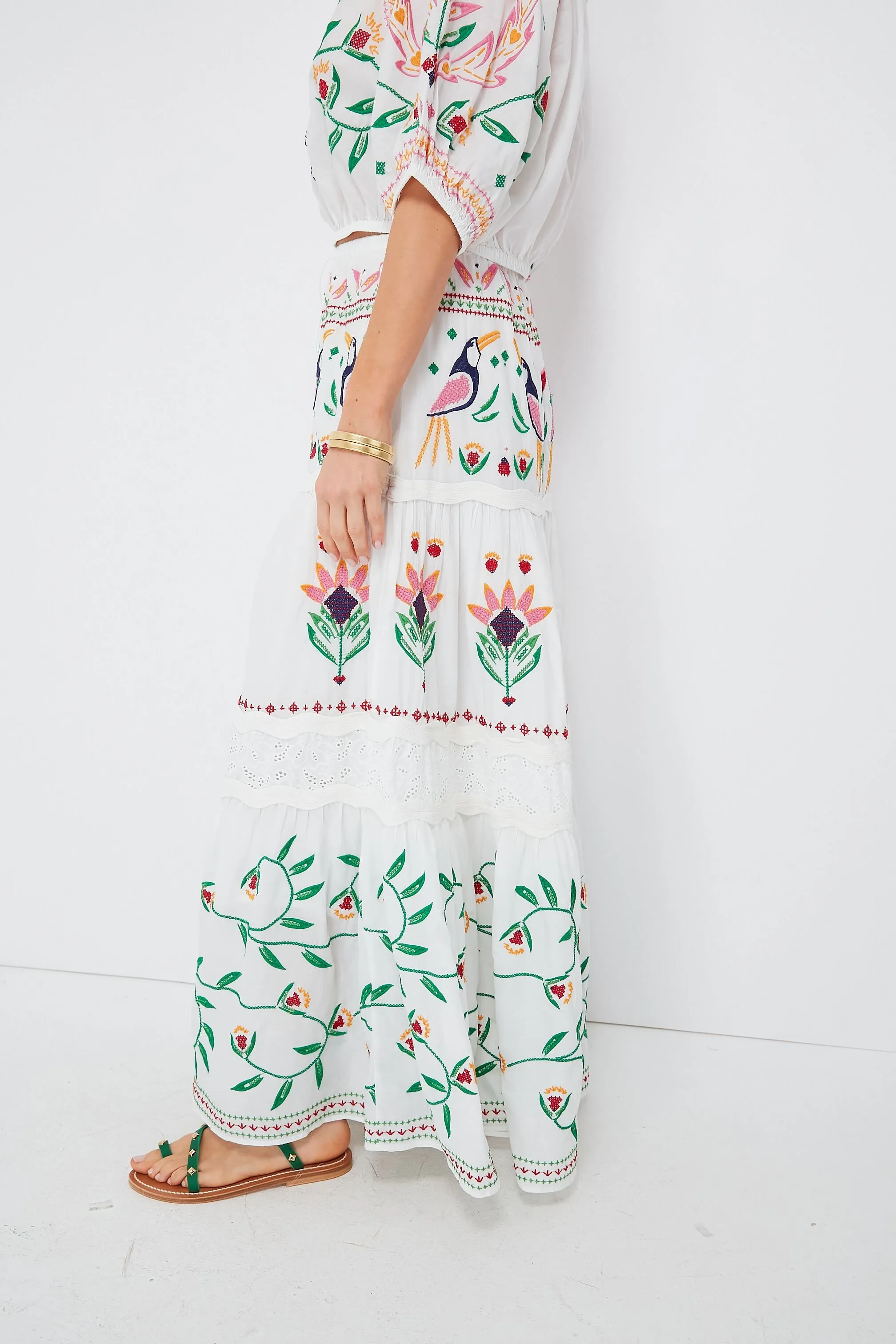 Summer Garden Embroidered Maxi Skirt