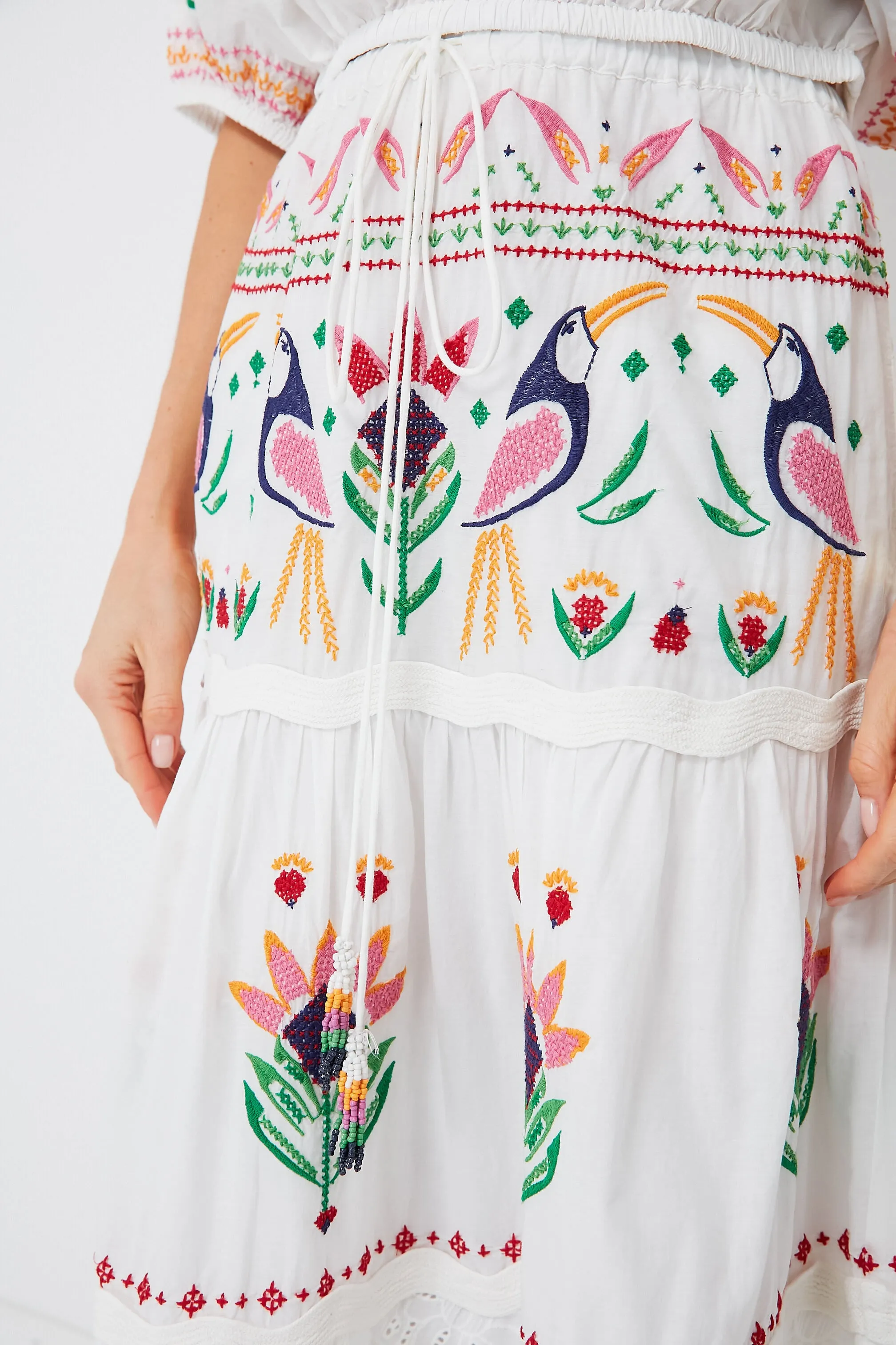 Summer Garden Embroidered Maxi Skirt