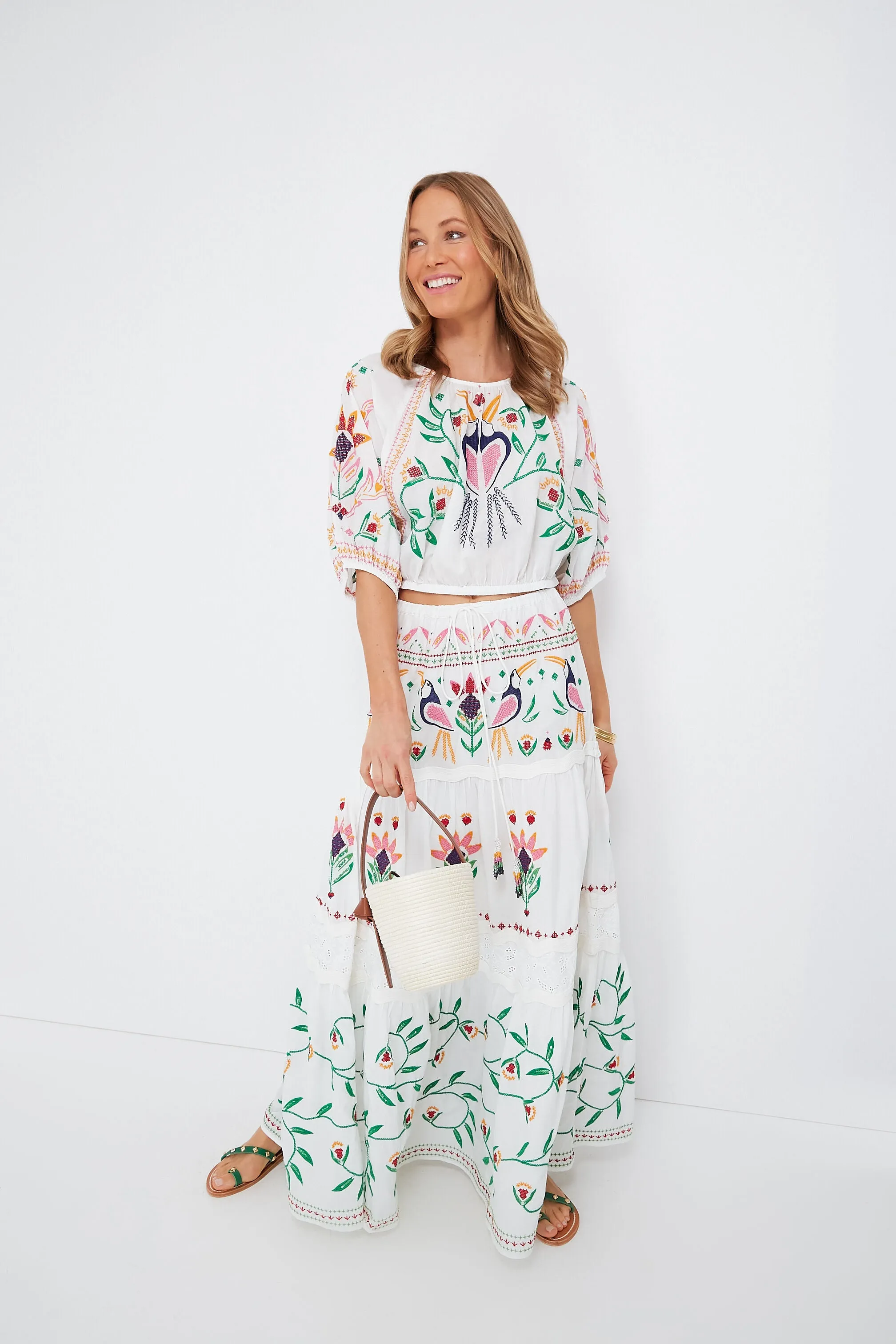 Summer Garden Embroidered Maxi Skirt