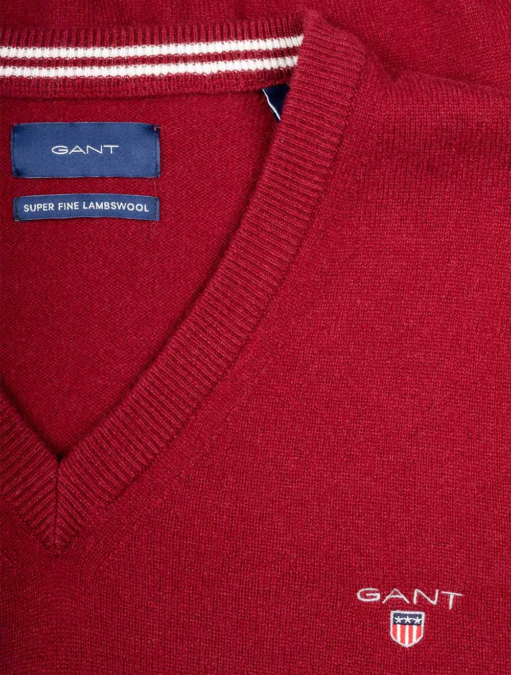 Super Fine Lambswool V-Neck Sweater Port Red