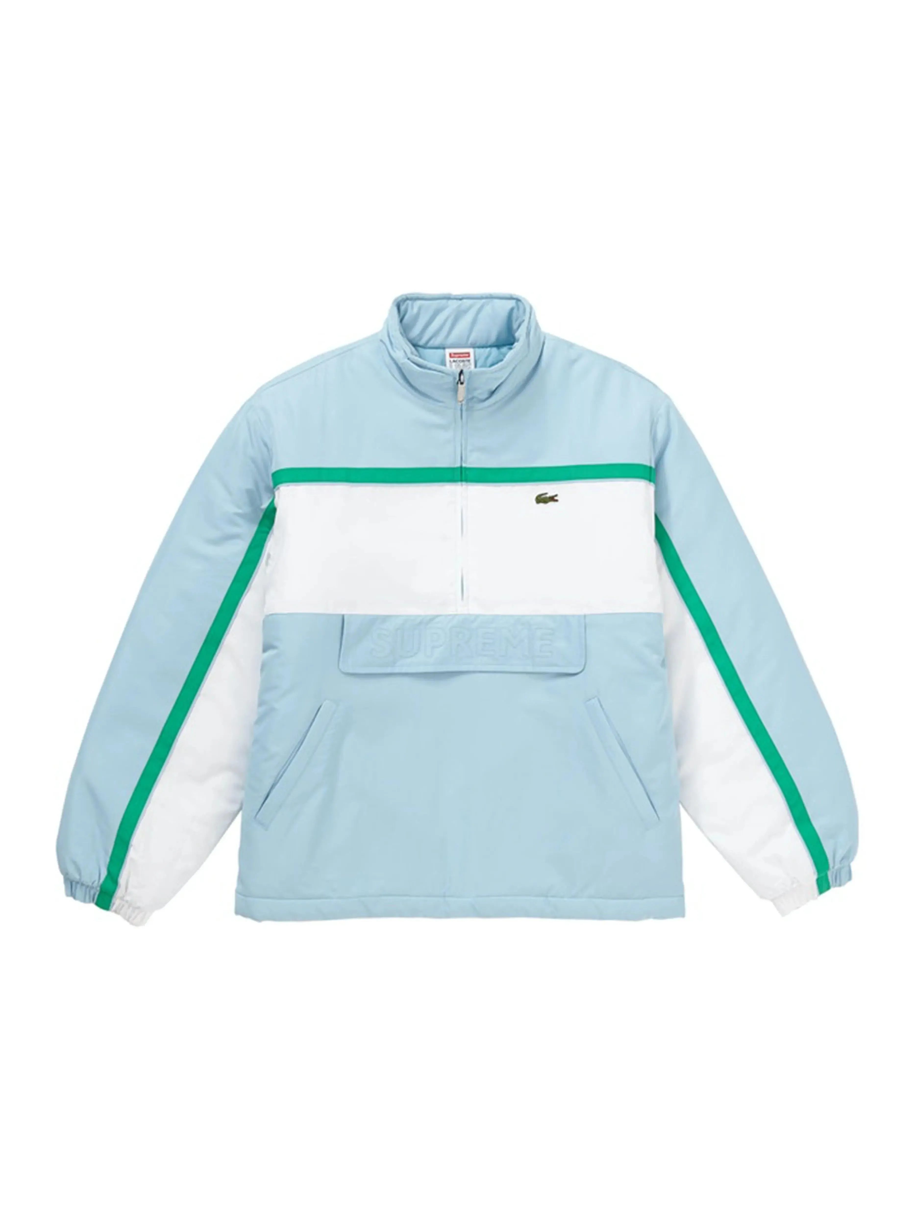 Supreme LACOSTE Puffer Half Zip Pullover Light Blue [FW19]