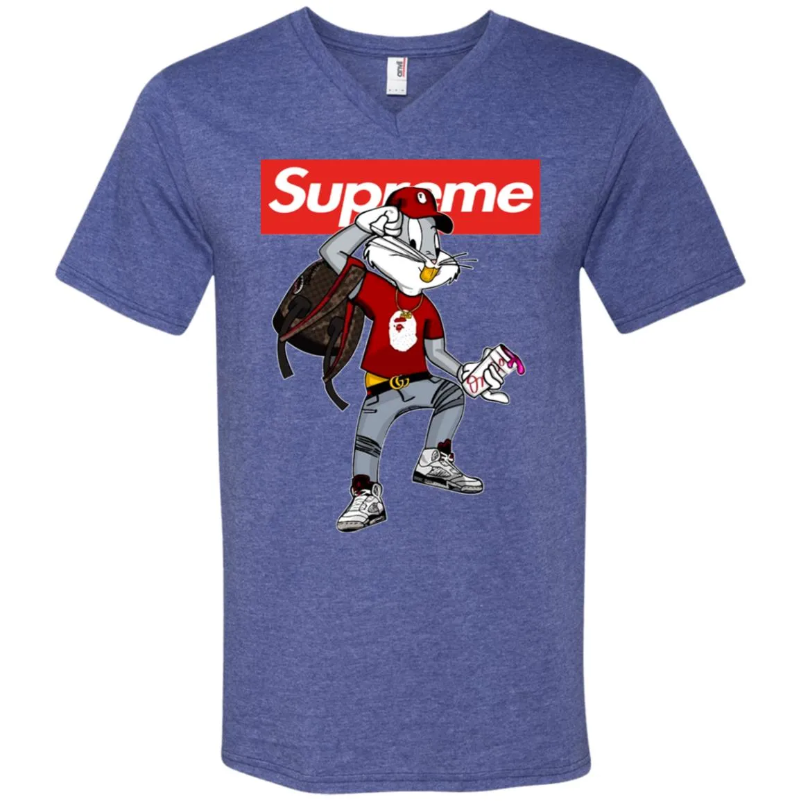 Supreme Rabbit Shirt Men V-Neck T-Shirt