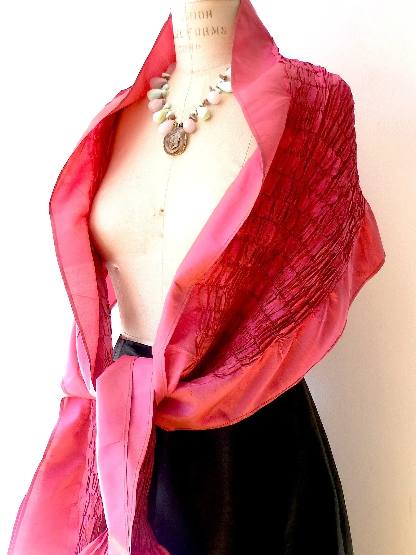 Thai Silk Taffeta Opera Shawl Eggplant