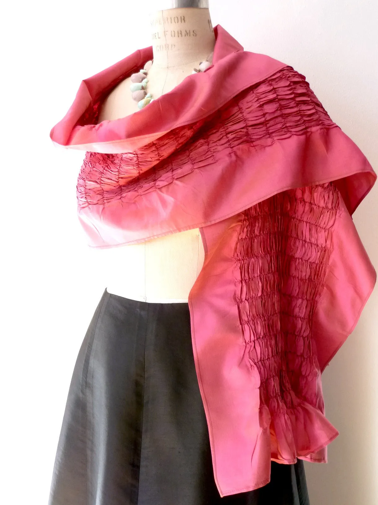 Thai Silk Taffeta Opera Shawl Eggplant