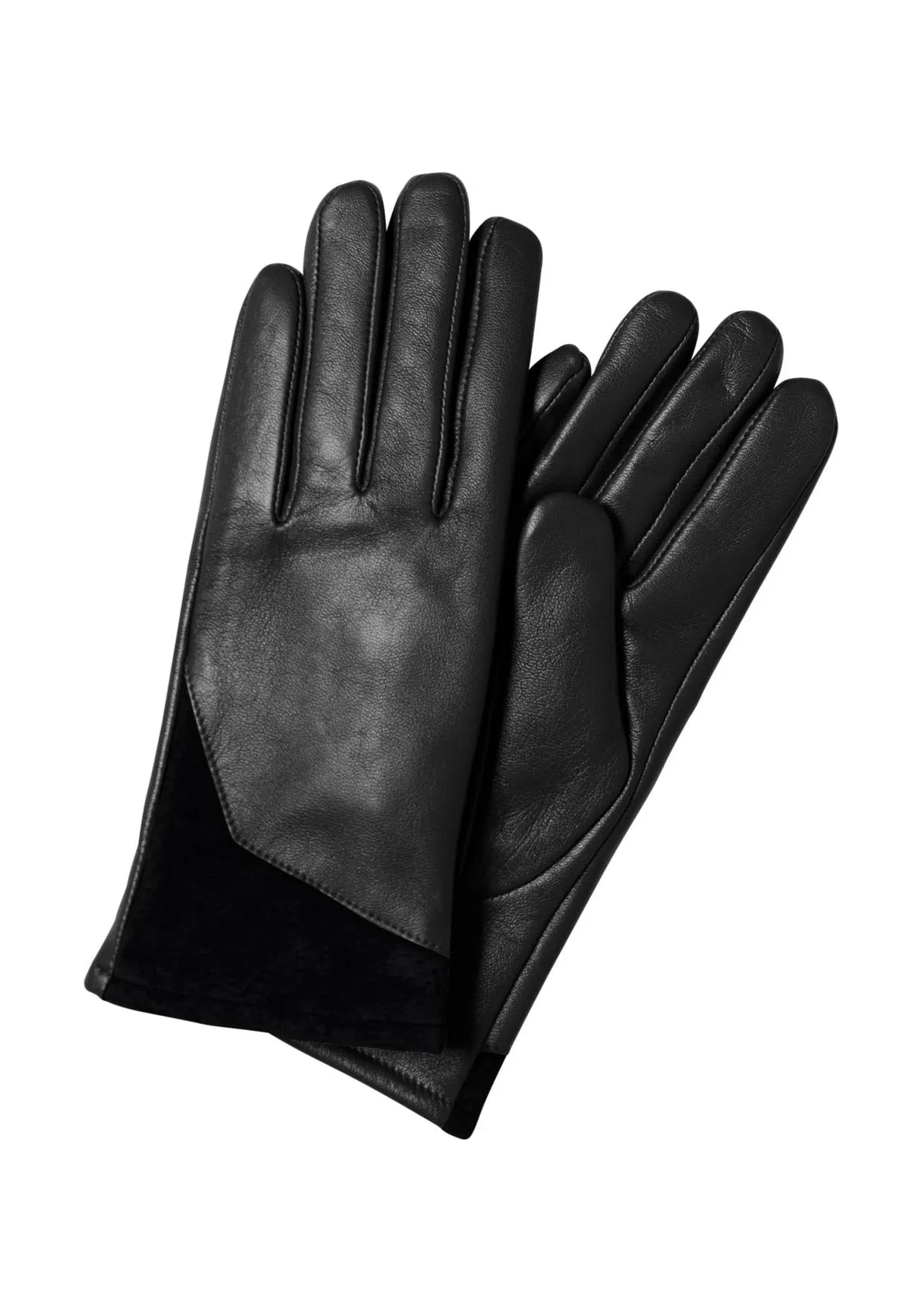 The Jamila Leather   Suede Gloves - Black