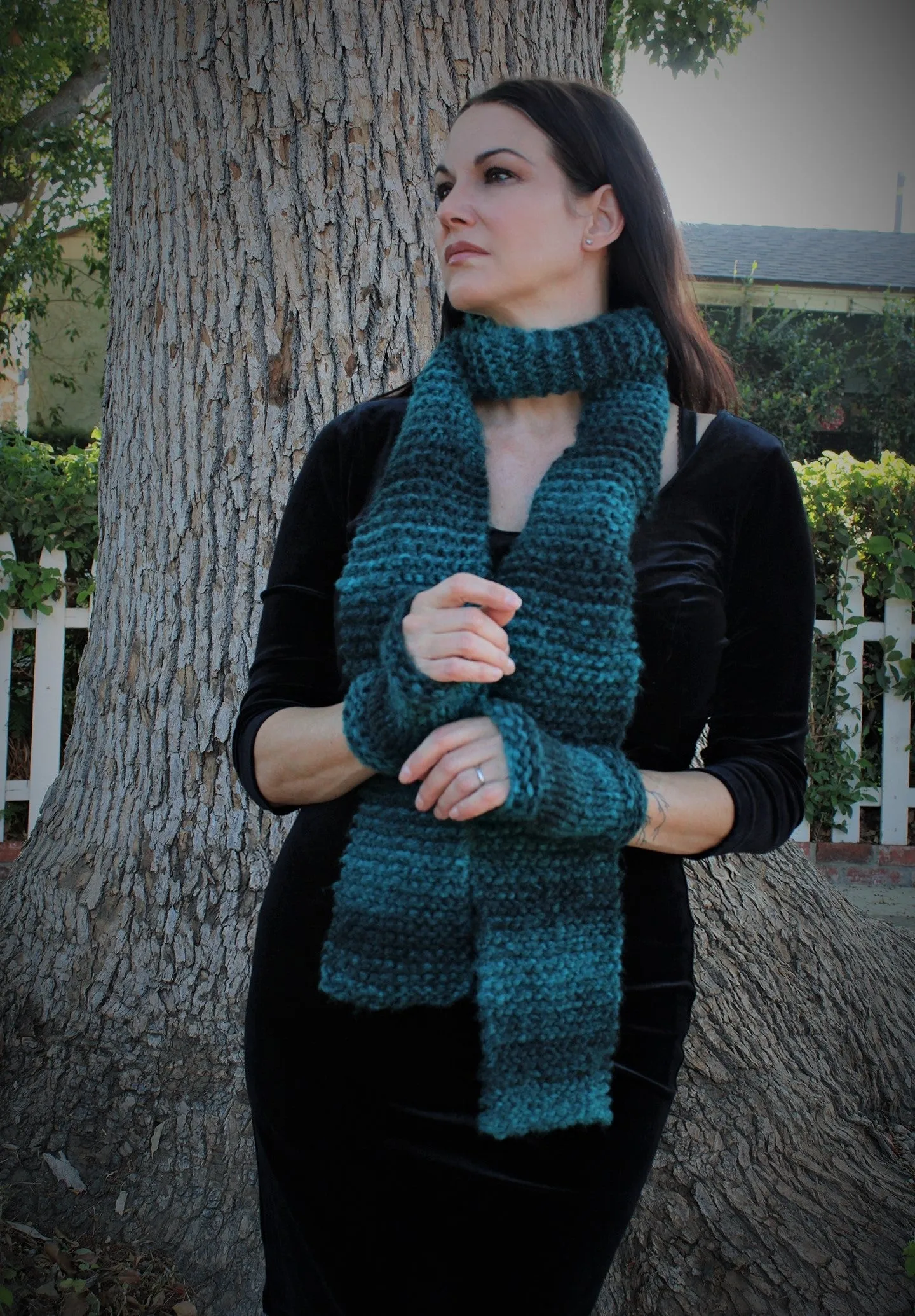 The Loch Ness Handknit Dark Teal Fingerless Gloves