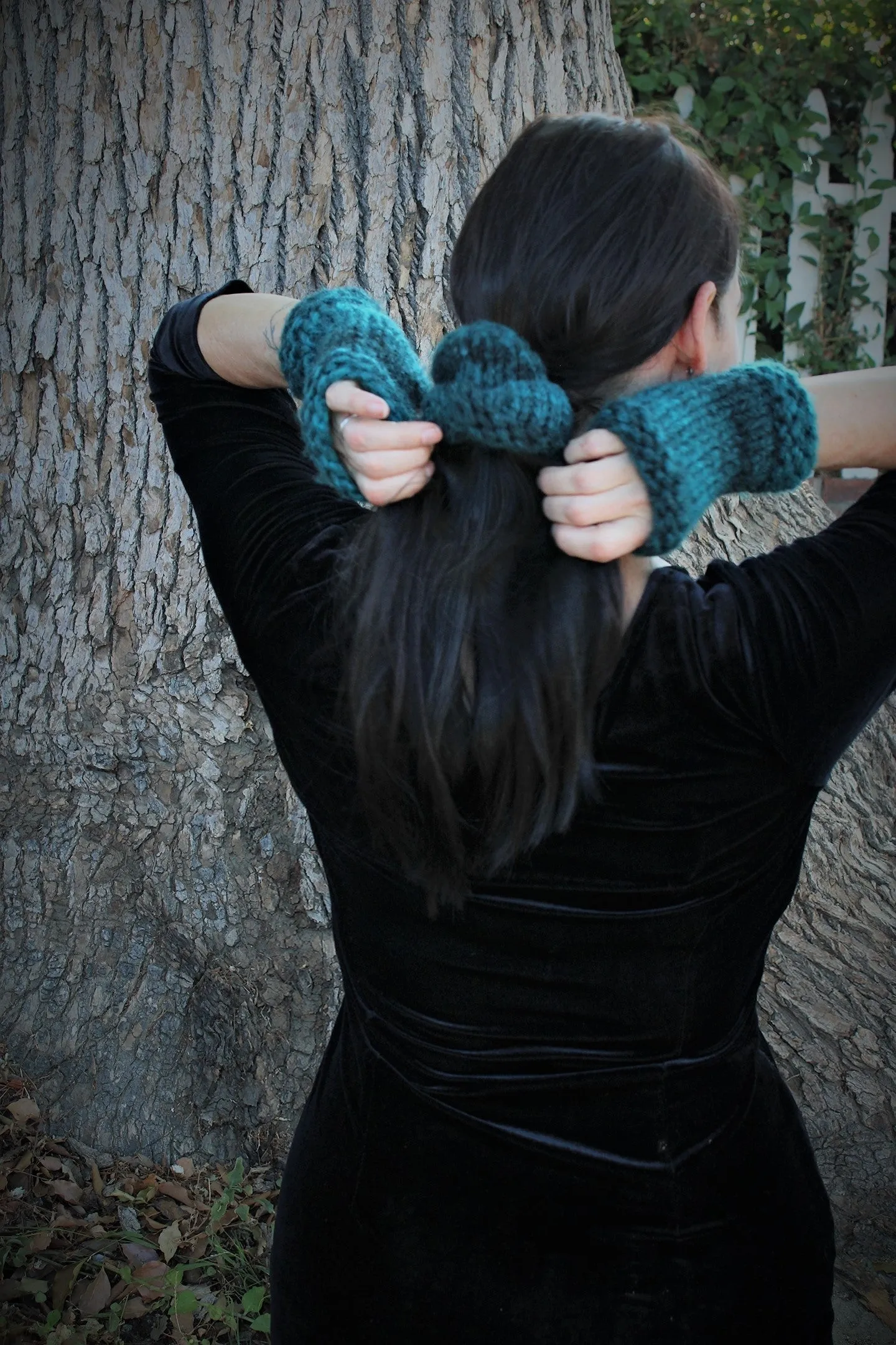 The Loch Ness Handknit Dark Teal Fingerless Gloves