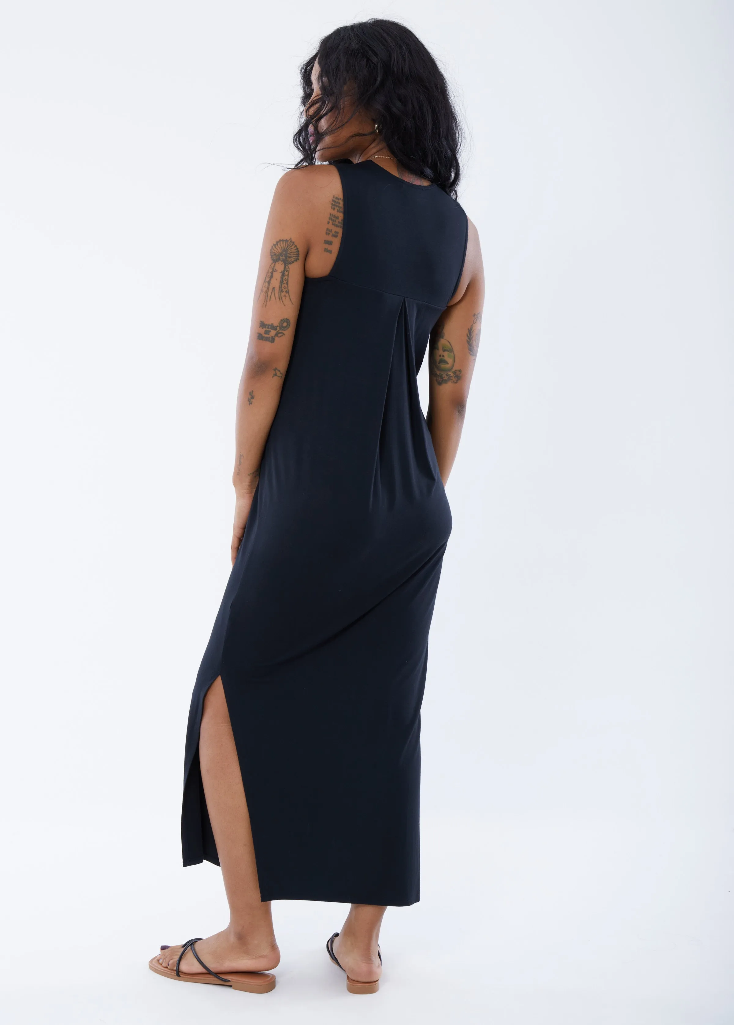 The One Black Maternity Midi Dress