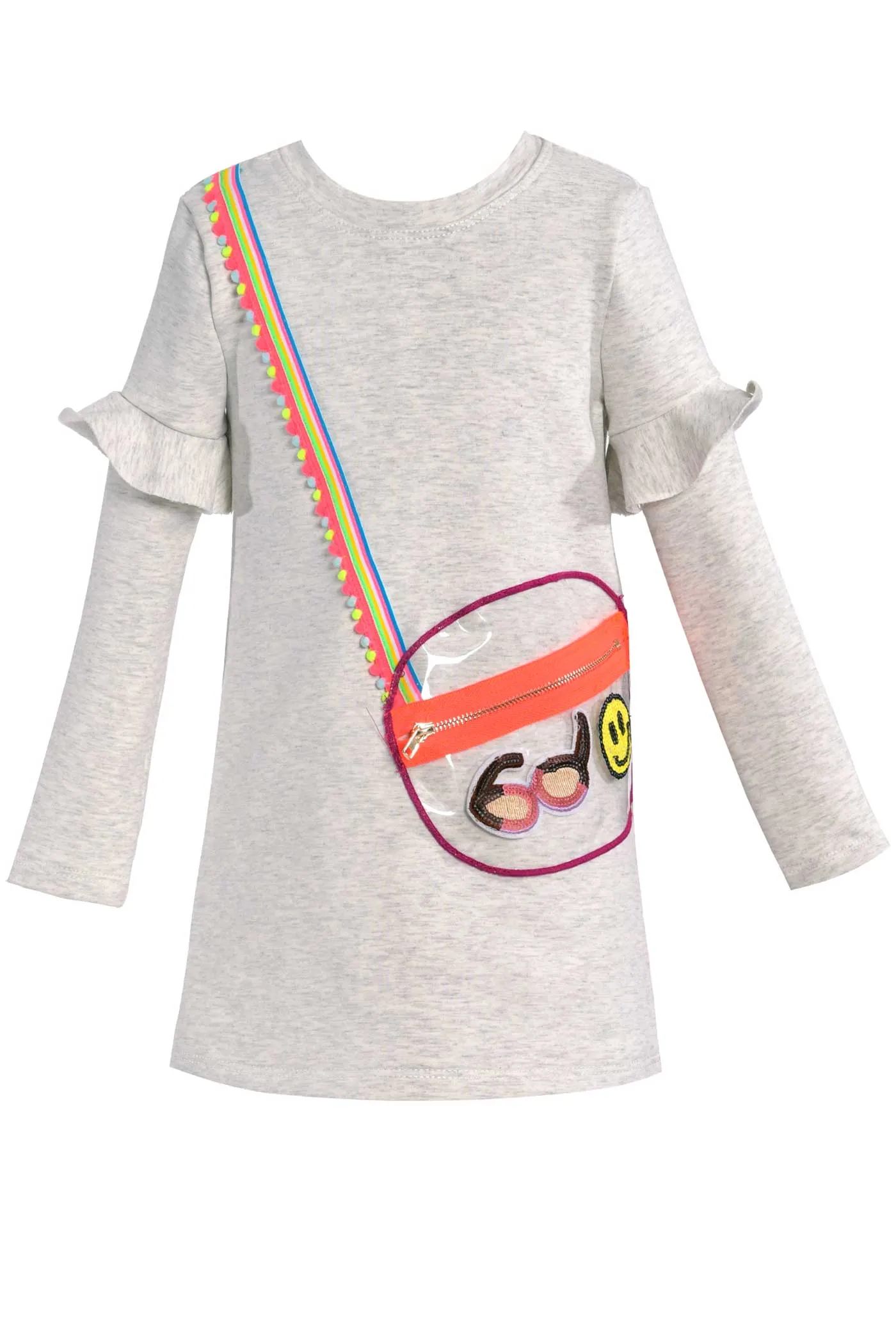 Toddler Girls Long Sleeve Cross-Body-Bag Knit Dress