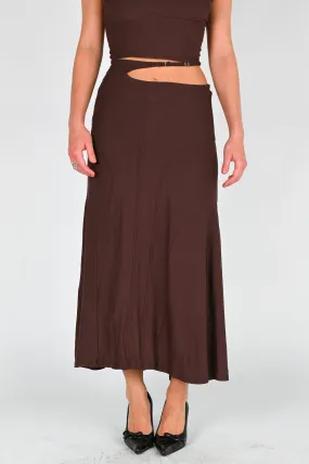 Toilè Reversible Maxi Skirt in Brown