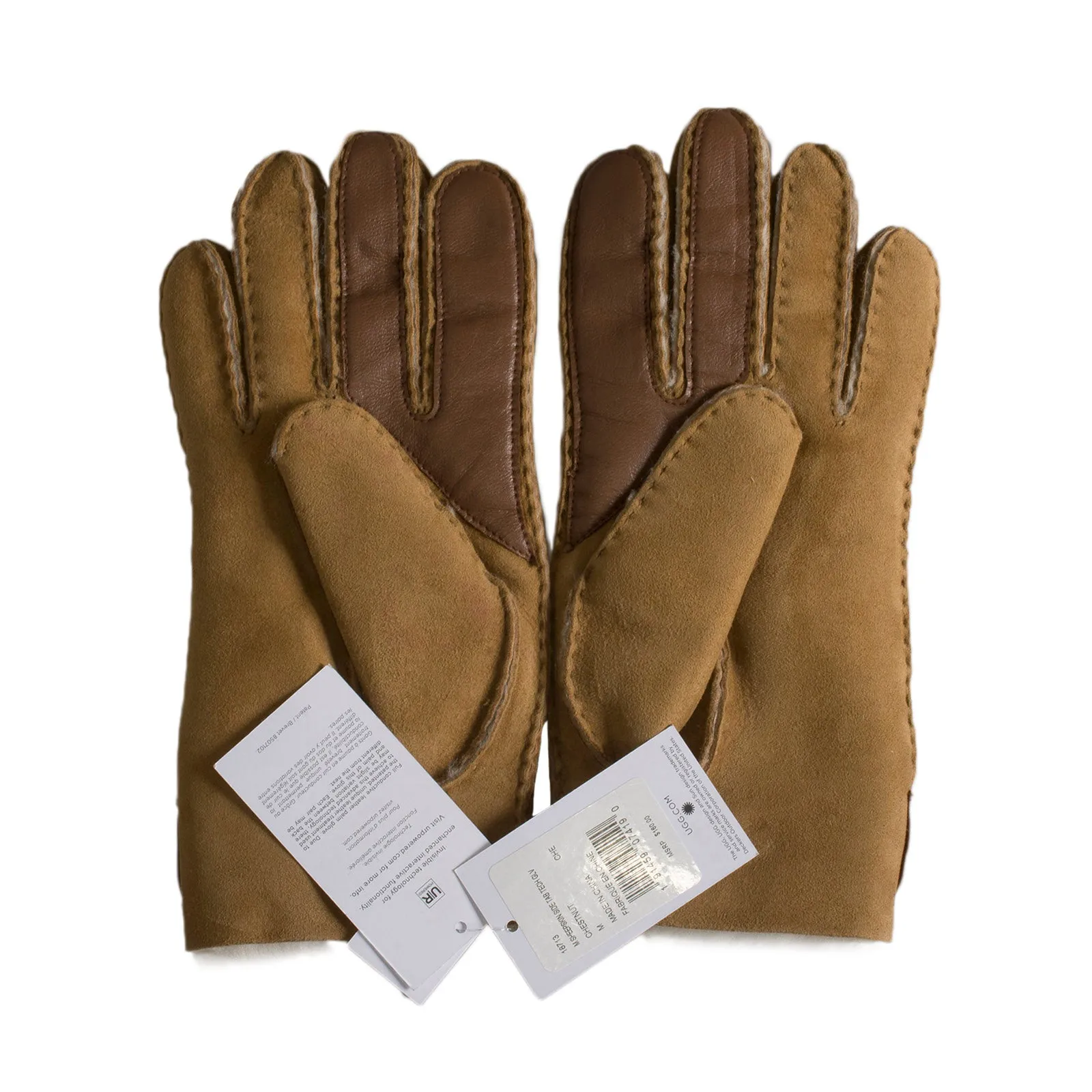 UGG Sheepskin Side Tab Chestnut Gloves - Men's