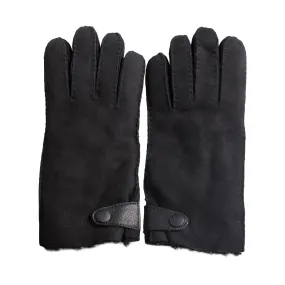 UGG Sheepskin Snap Tab Black Gloves - Men's