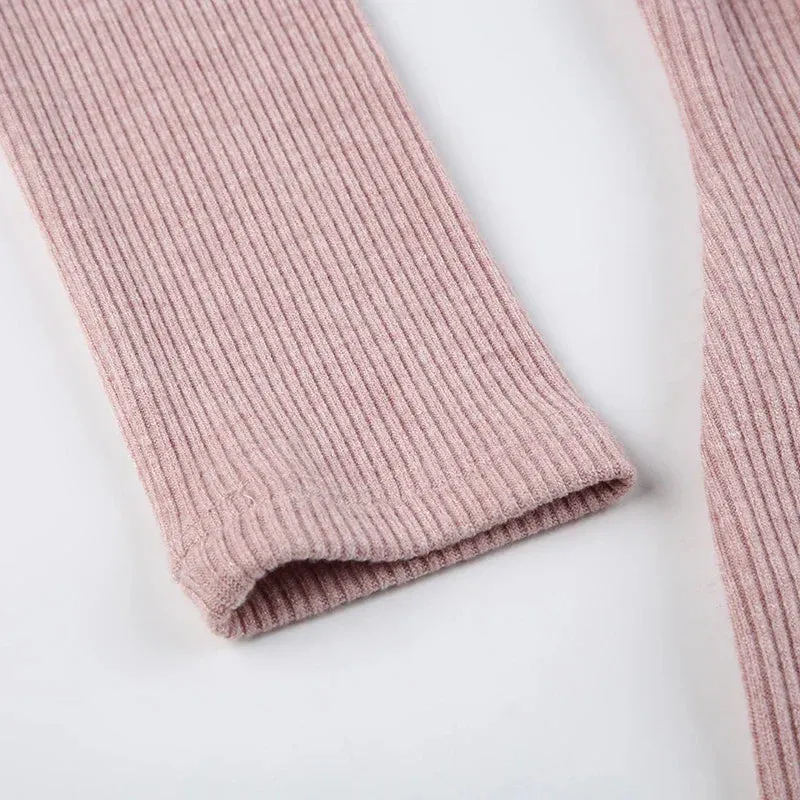 Uniwim Pink Sweet Square Neck Knit Mini Dress