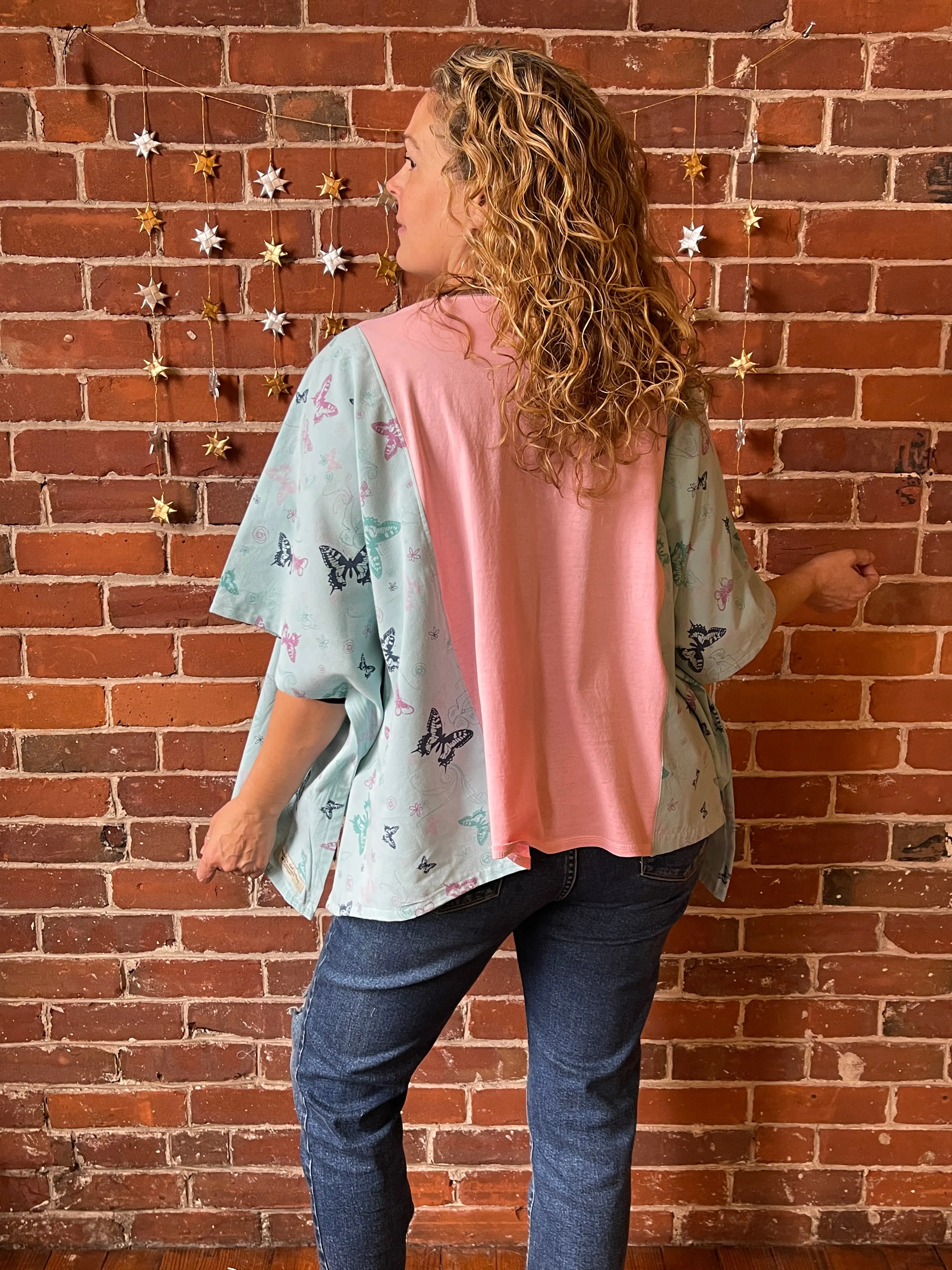 Upcycled Butterfly Fabric Grand Ole Opry Poncho Top