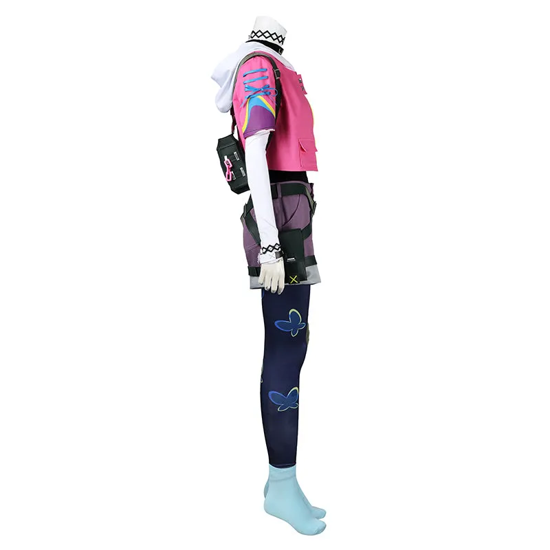 Valorant Clove Cosplay Costume Pink Clove Outfit Halloween Party Suit With Backpack