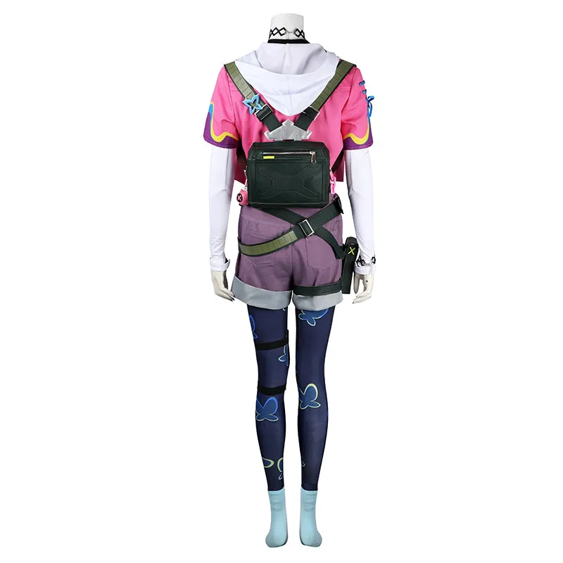 Valorant Clove Cosplay Costume Pink Clove Outfit Halloween Party Suit With Backpack