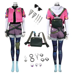 Valorant Clove Cosplay Costume Pink Clove Outfit Halloween Party Suit With Backpack