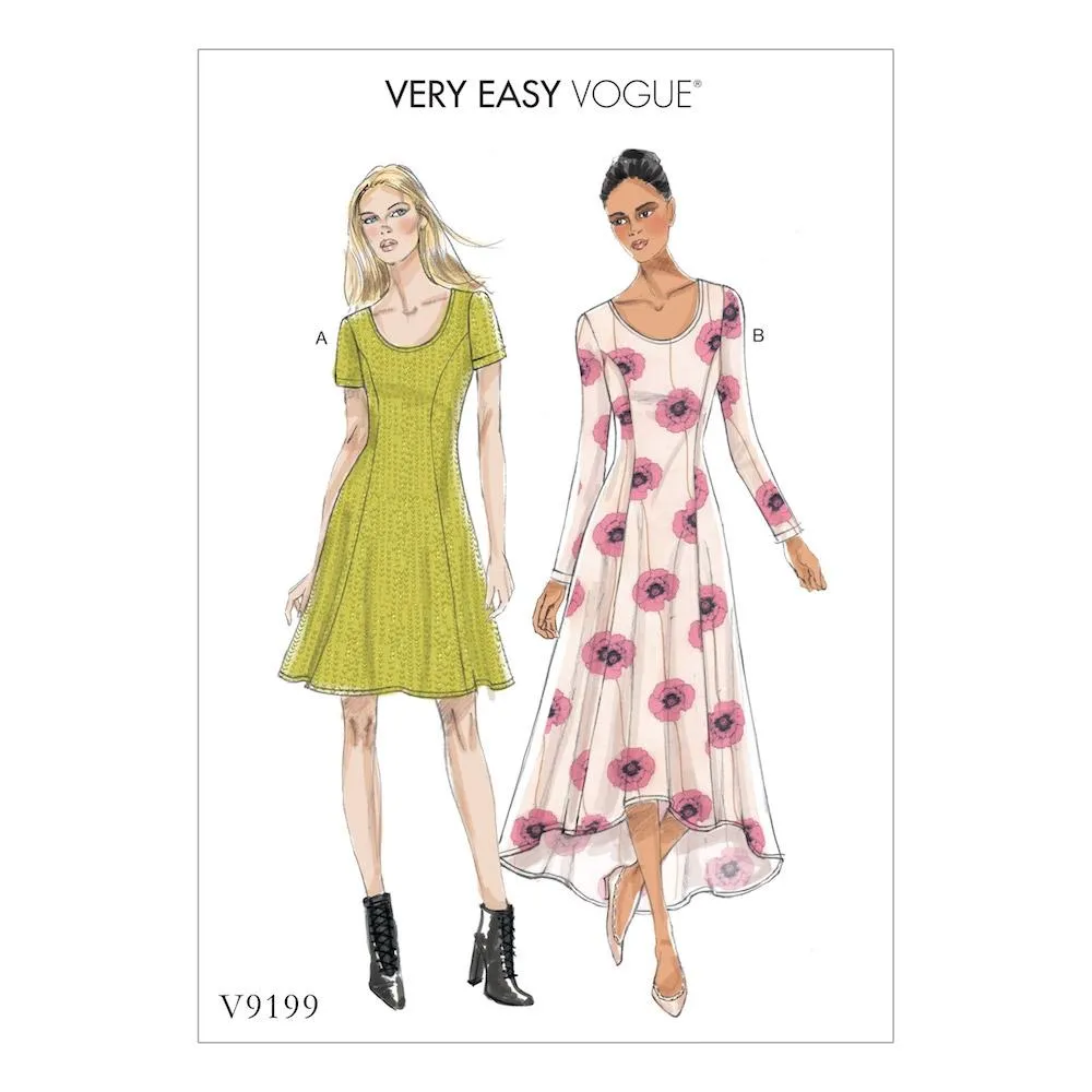 Vogue Pattern V9199 Misses' Knit Fit and Flare Dresses