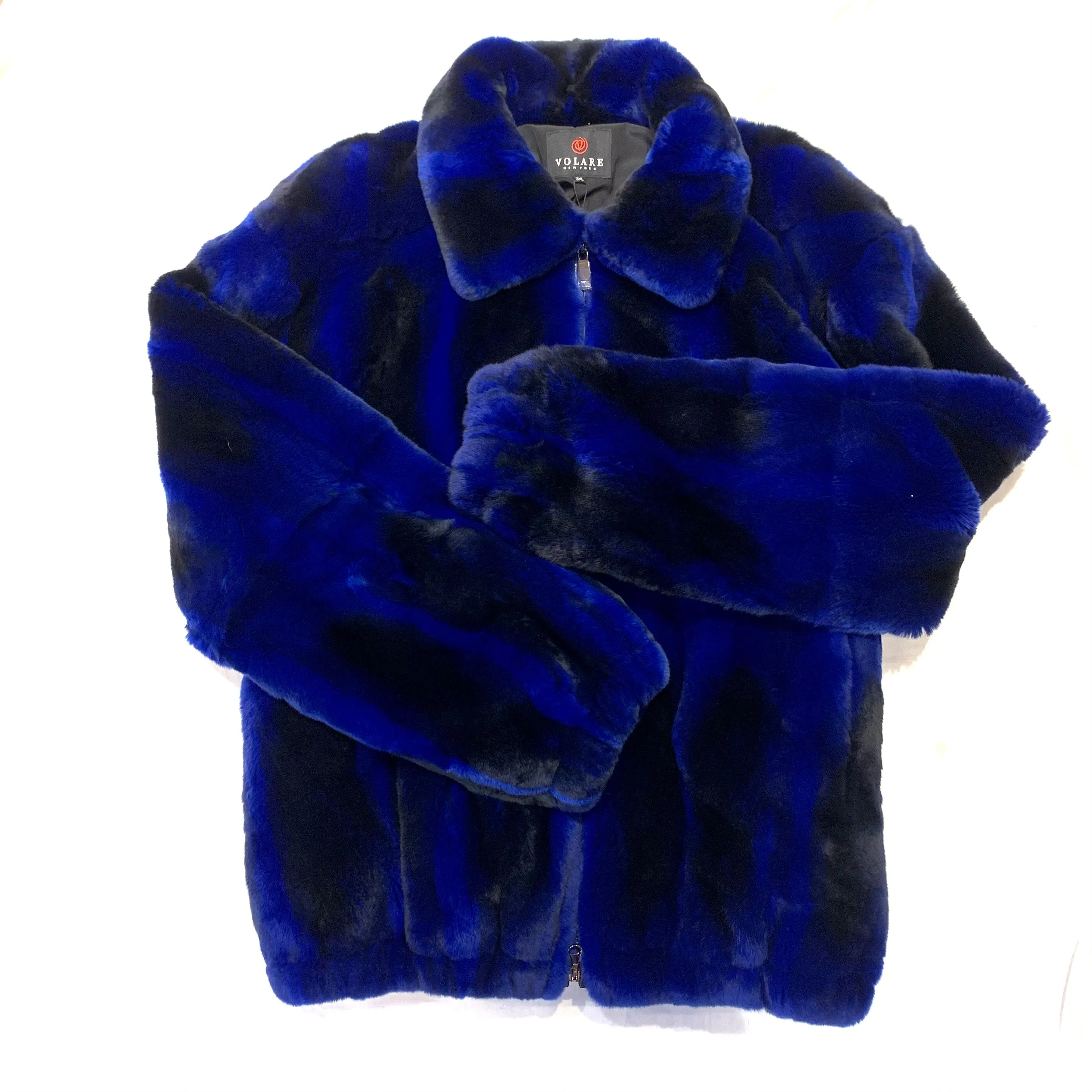 Volare Men's Blue Rex Chinchilla Fur Coat