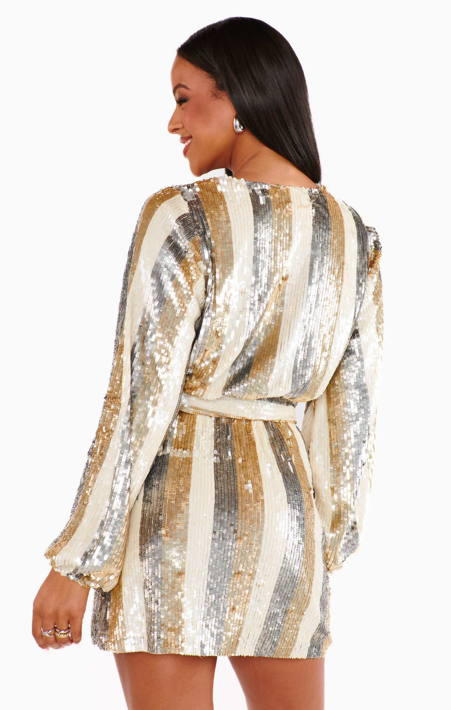 Wear Me Out Dress ~ Champagne Beaded Sequins