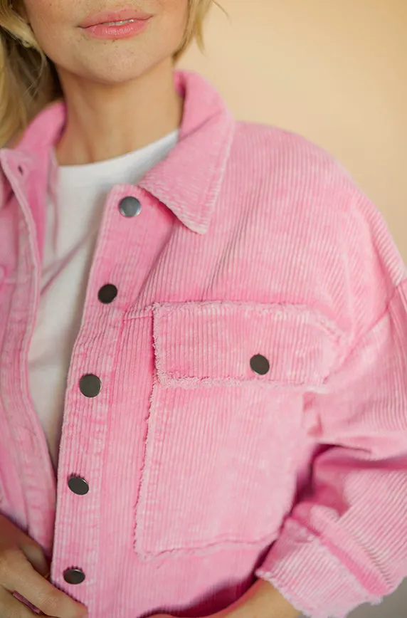 Wednesday's We Wear Pink Corduroy Shacket - FINAL FEW - FINAL SALE