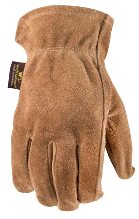 Wells Lamont 1012M Work Gloves, Men's, M, Keystone Thumb, Cowhide Leather, Brown/Tan :PR: QUANTITY: 1