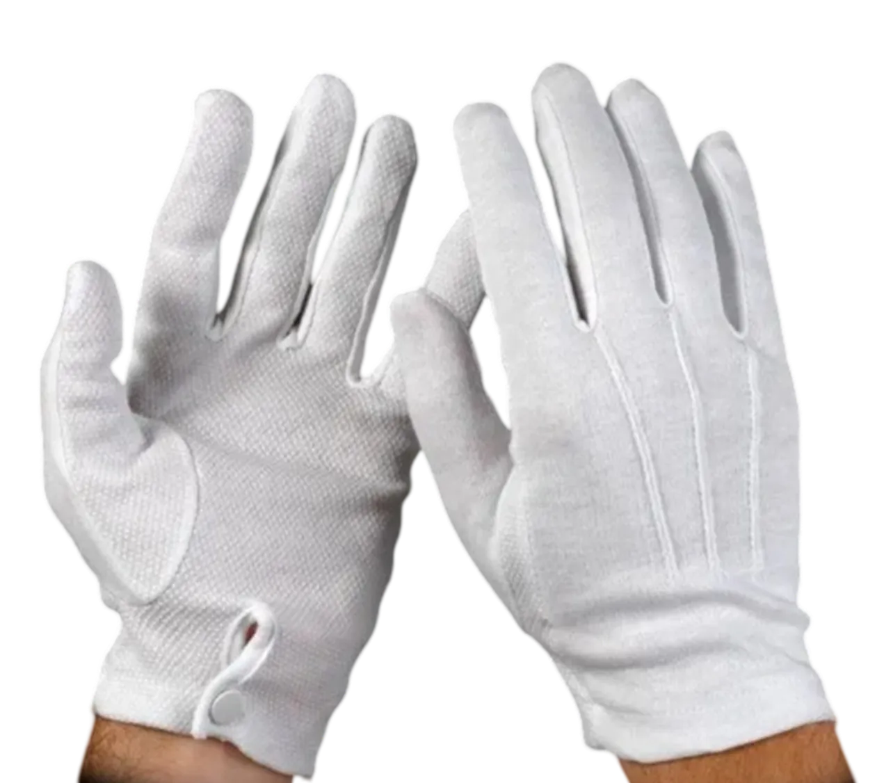 White  “Sure-Grip” Snap Wrist Gloves