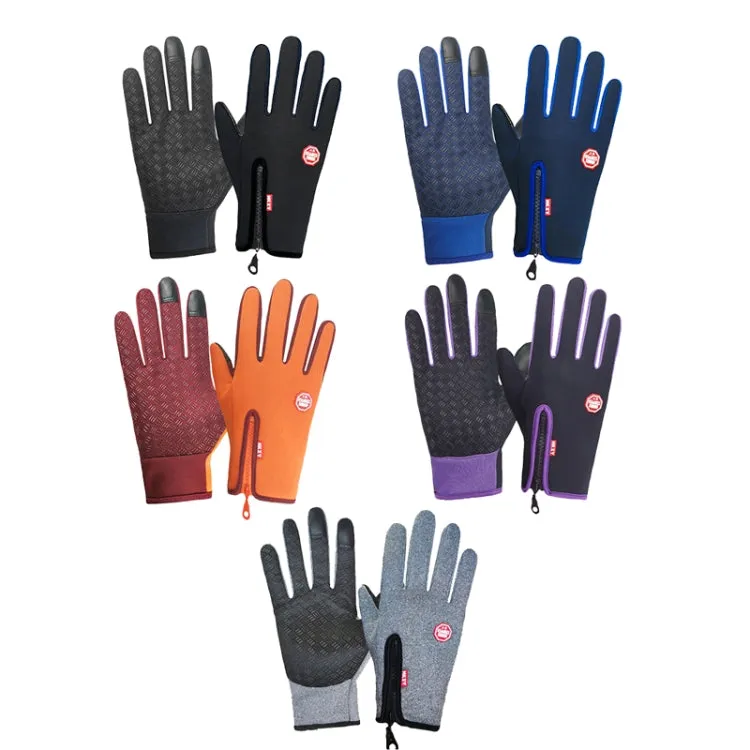 Winter Outdoor Riding Sports Waterproof Touch Screen Glove, Size: L(H043 Purple)