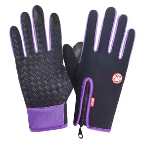 Winter Outdoor Riding Sports Waterproof Touch Screen Glove, Size: L(H043 Purple)