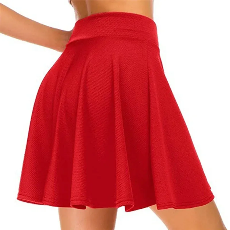 Women's Basic Skirt Versatile Stretchy Flared Casual Mini Skater Skirt  Red Black Green Blue Short Skirt 2023 New