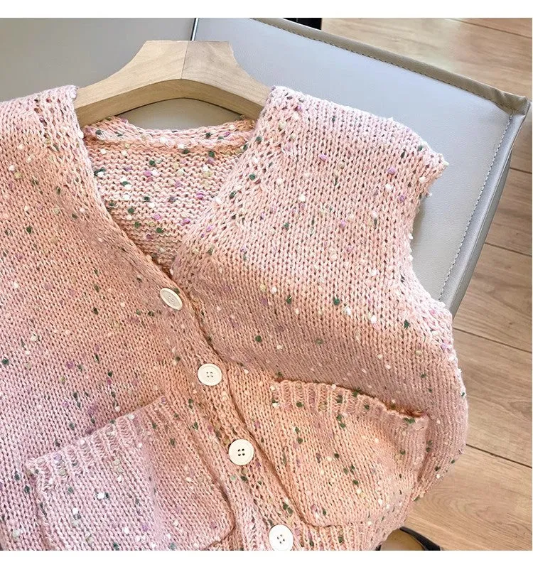 Women's knitted vest new style jacket top    S5029