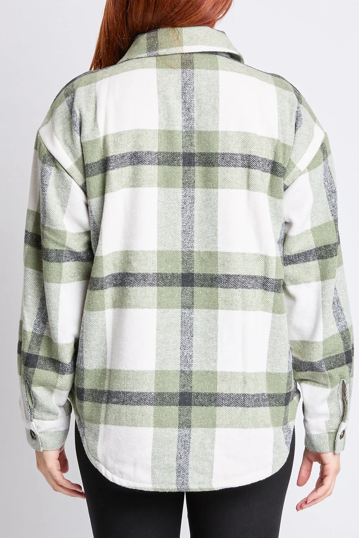 Women's Oversized Plaid Flannel Sherpa Shacket