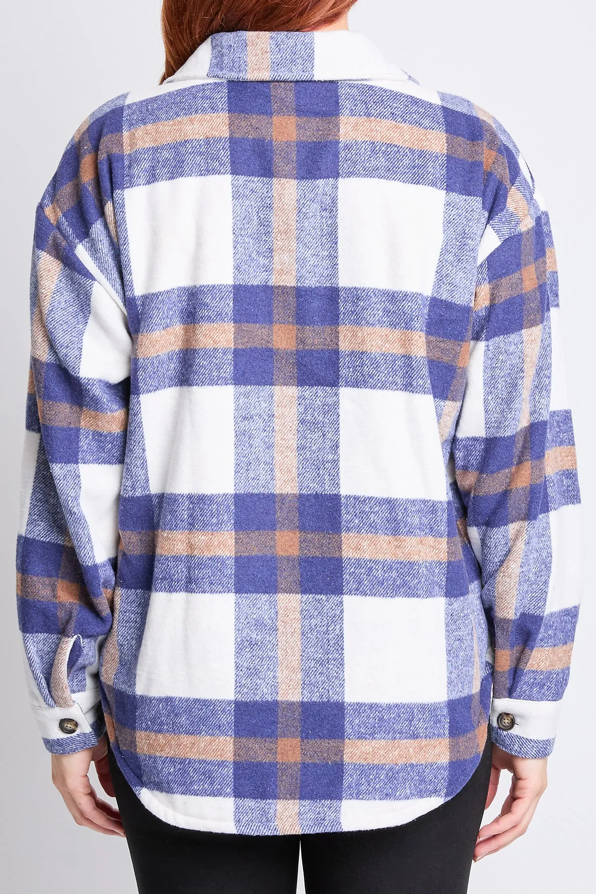 Women's Oversized Plaid Flannel Sherpa Shacket