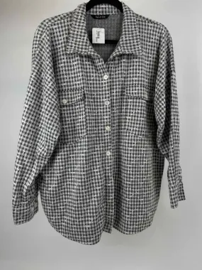 Yak & Yeti Size L gray/white NWT Plaid Shacket Shirt