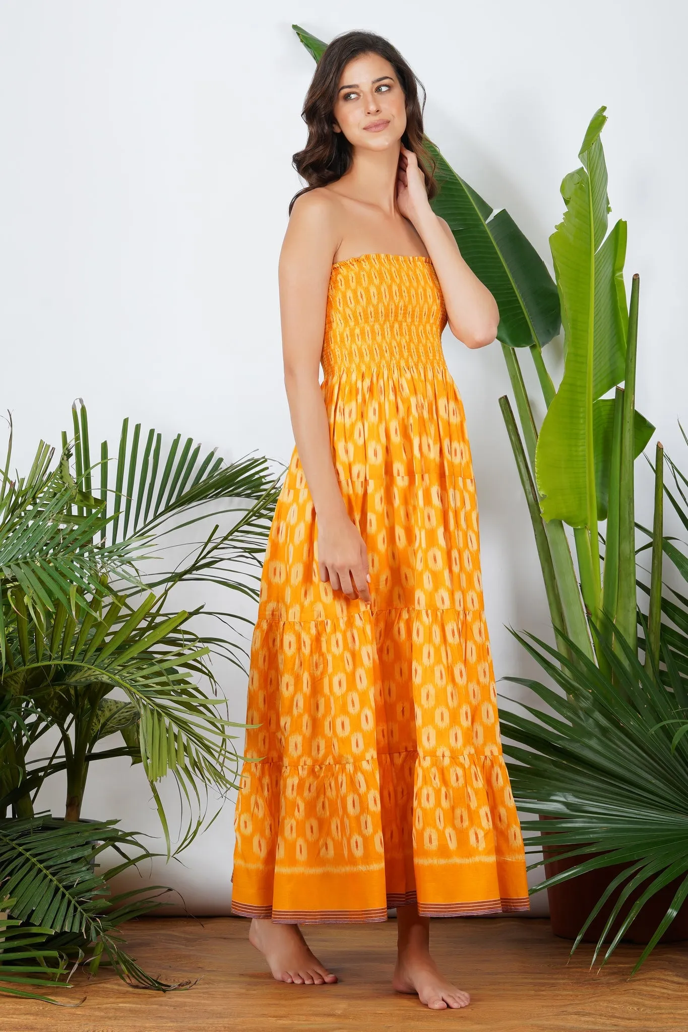 Yellow Ikat Tier Dress