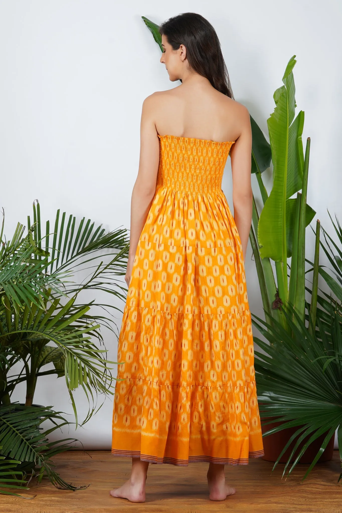 Yellow Ikat Tier Dress