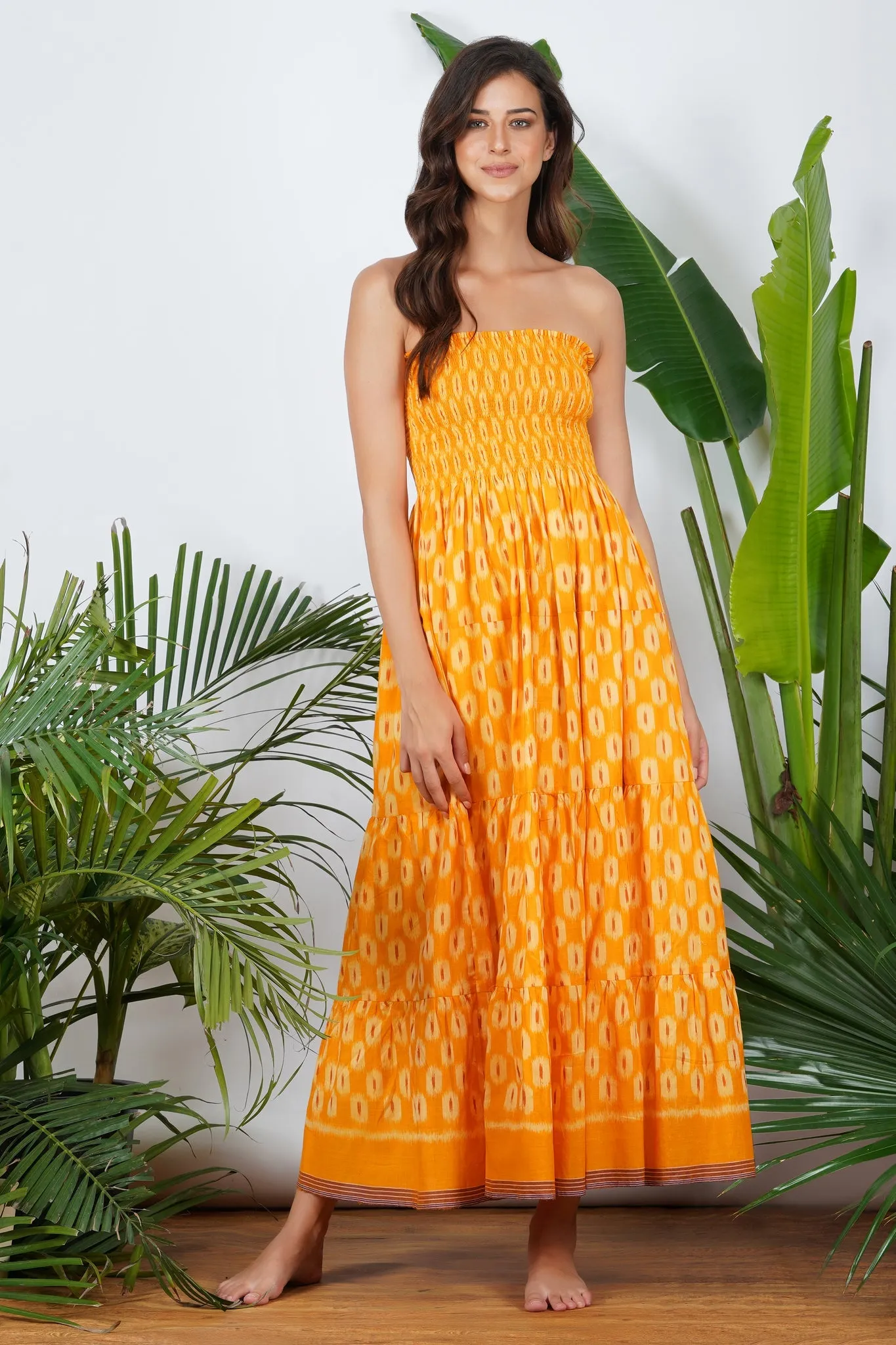 Yellow Ikat Tier Dress