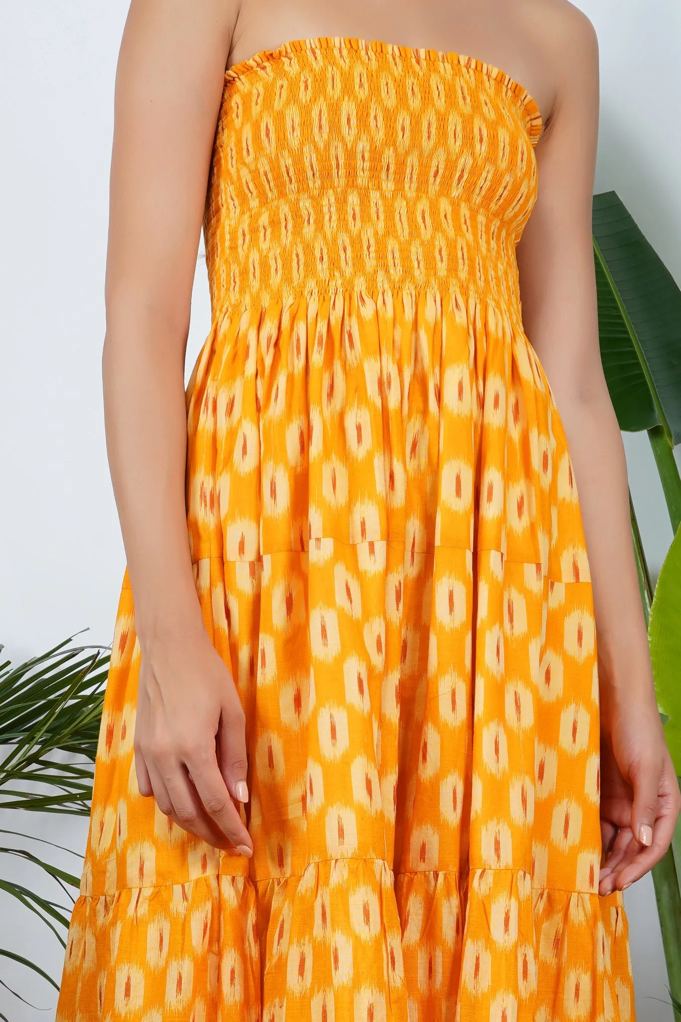 Yellow Ikat Tier Dress