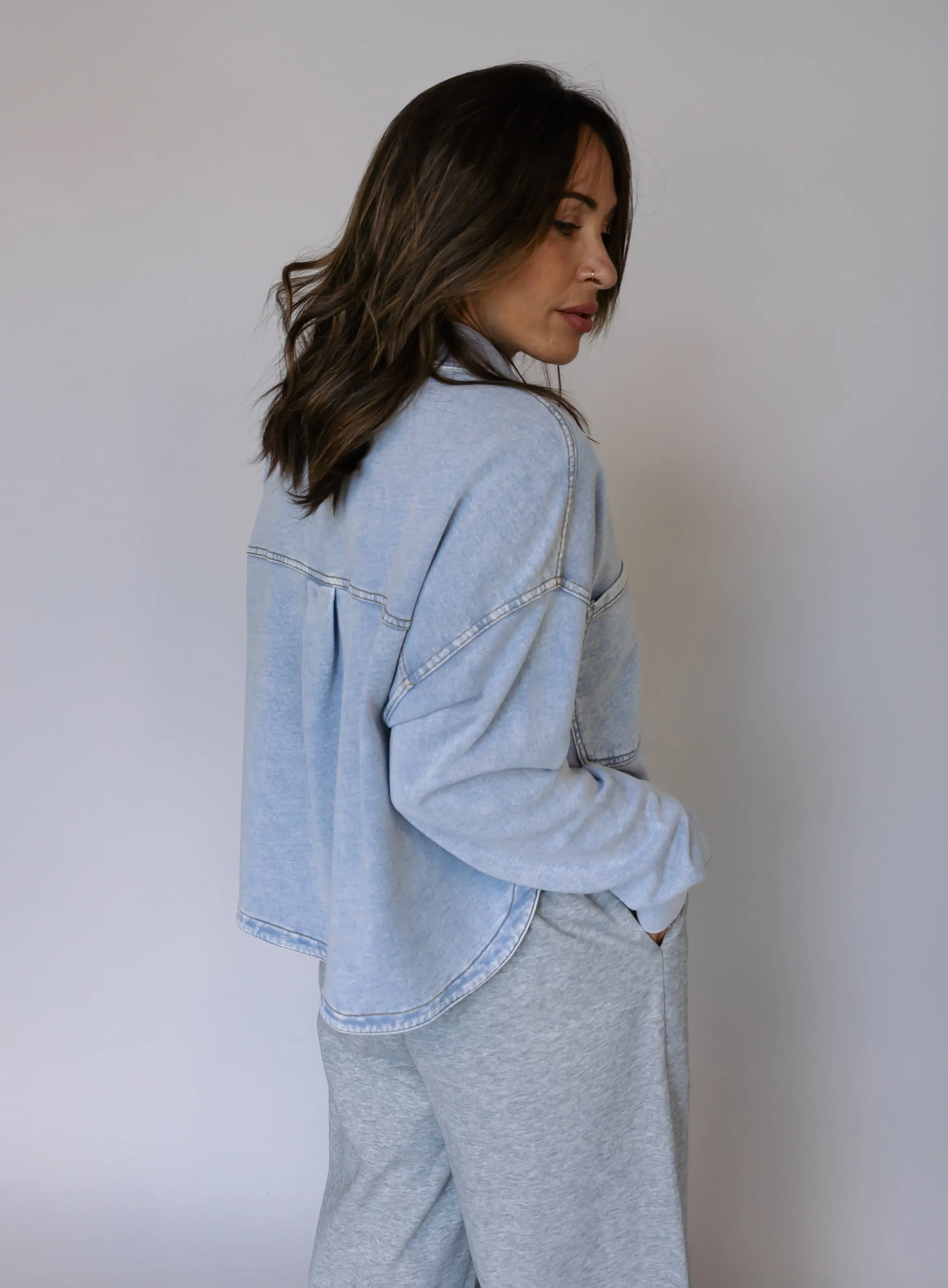 Z Supply: All Day Cropped Knit Jacket - Washed Indigo