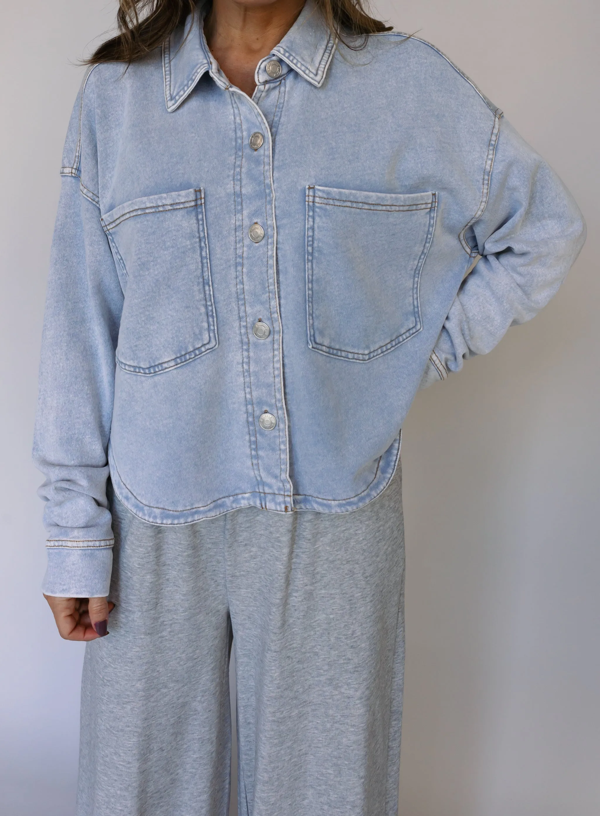 Z Supply: All Day Cropped Knit Jacket - Washed Indigo