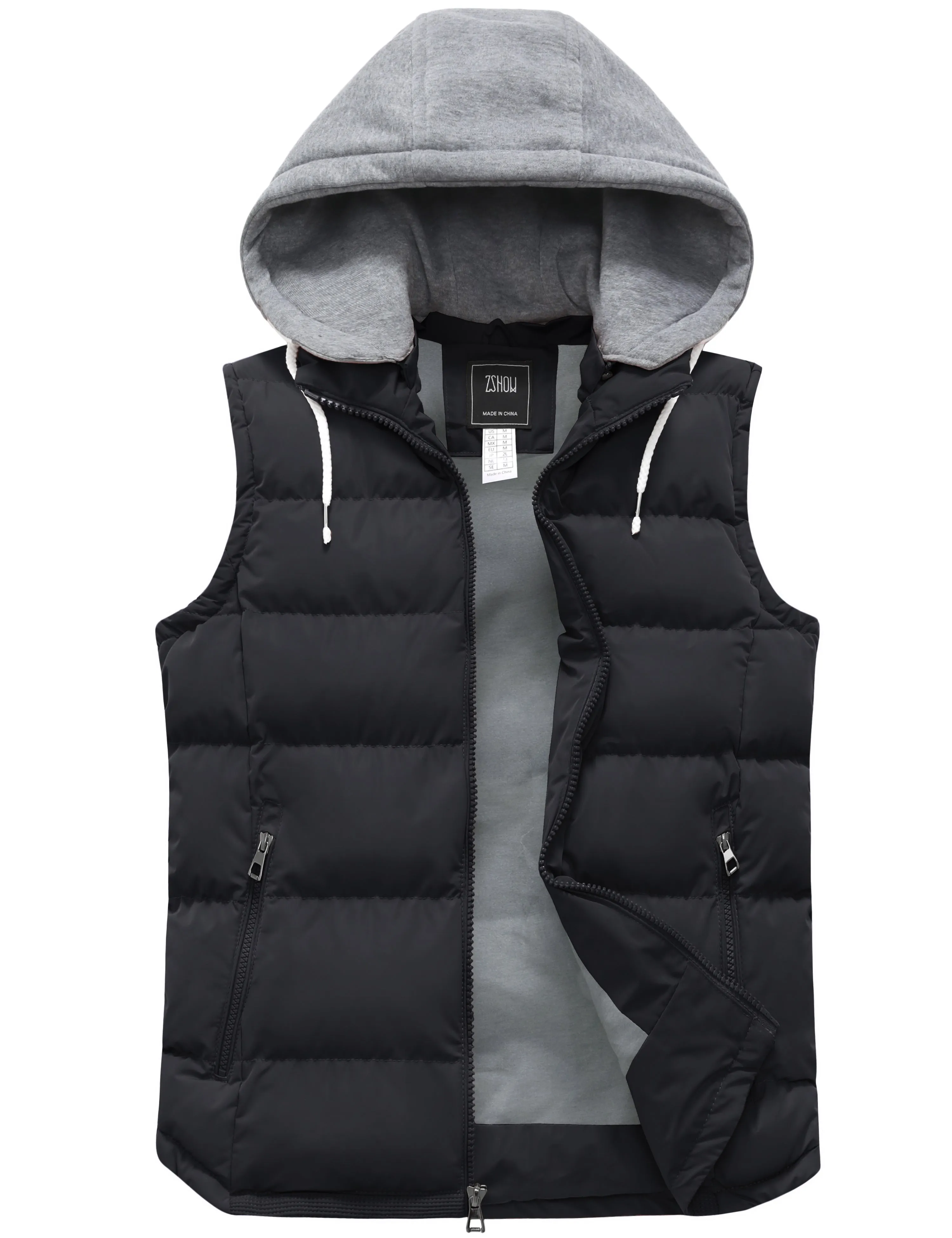 ZSHOW Men's Puffer Vest Removable Hooded Vest